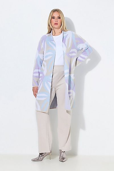 Ulla Popken Strickjacke Long-Strickjacke grafisches Muster Stehkragen günstig online kaufen