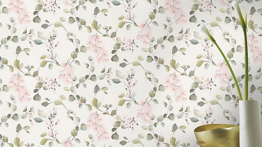 Rasch Papiertapete mit Blüten, glatt, Motiv, günstig online kaufen