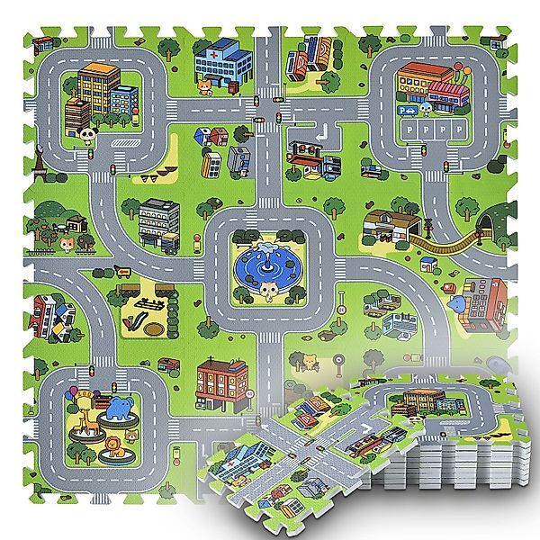Juskys Puzzlematte Jascha, Straßenteppich, Stadt mit günstig online kaufen