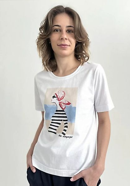 Zuckerwatte Print-Shirt Boyfriendshirt, aus 100% Baumwolle, maritimer Front günstig online kaufen