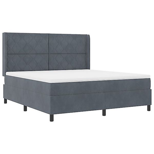 vidaXL Bett Boxspringbett mit Matratze Dunkelgrau 180x200 cm Samt (1-tlg) günstig online kaufen