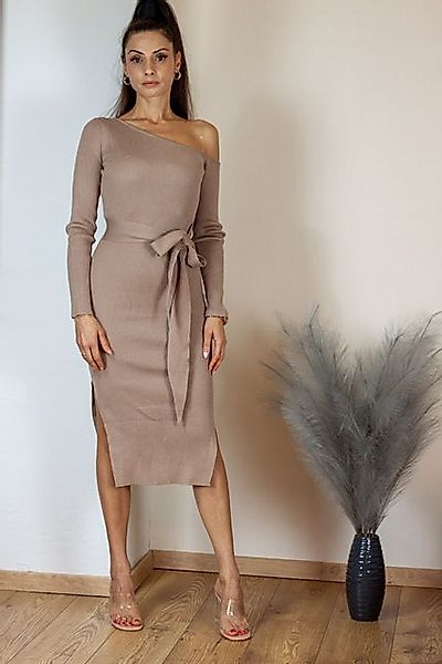 Lelü Fashion Strickkleid mit Bindeschleife seitlichen Beinschlitzen günstig online kaufen