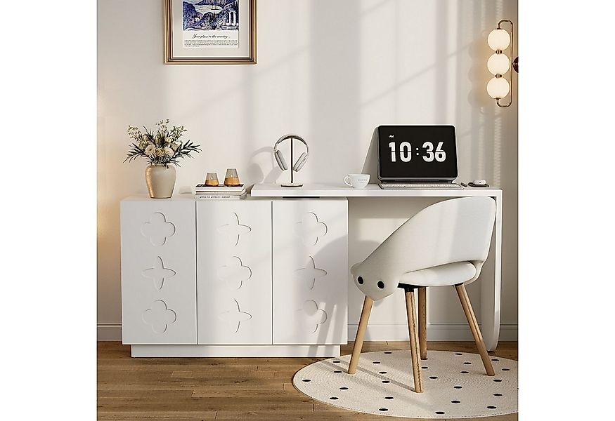 IDEASY Schreibtisch Drehbarer L-Eck-Computertisch weiß 110cm günstig online kaufen