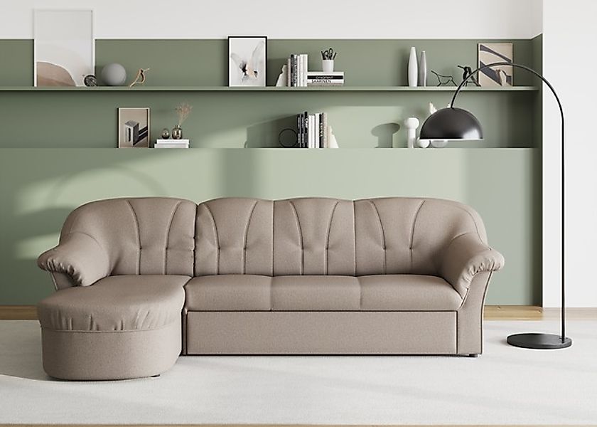 DOMO collection Ecksofa »Pegnitz, elegante Rückensteppung, kompakte Stellma günstig online kaufen