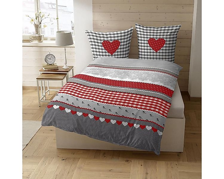 TRAUMSCHLAF Bettwäsche Herz, Biber, 2 teilig, warme Biber Qualität günstig online kaufen