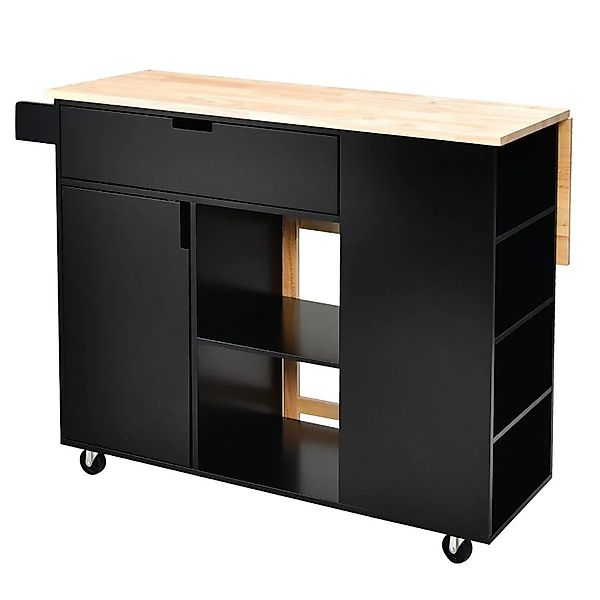 Costway Küchenwagen mit Ausziehbarer Arbeitsfläche Schwarz günstig online kaufen