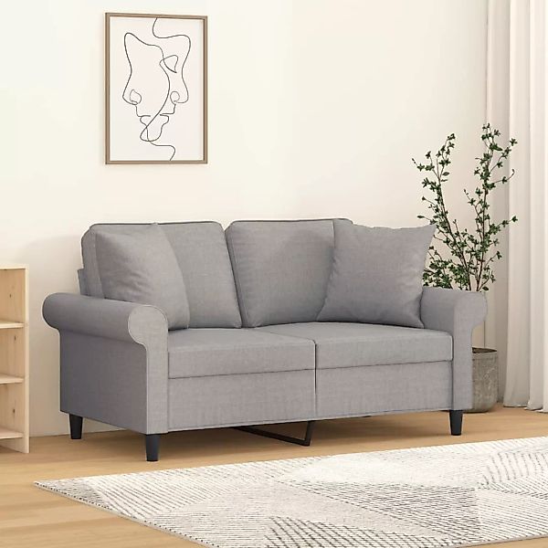 Vidaxl 2-sitzer-sofa Mit Kissen Hellgrau 120 Cm Stoff günstig online kaufen
