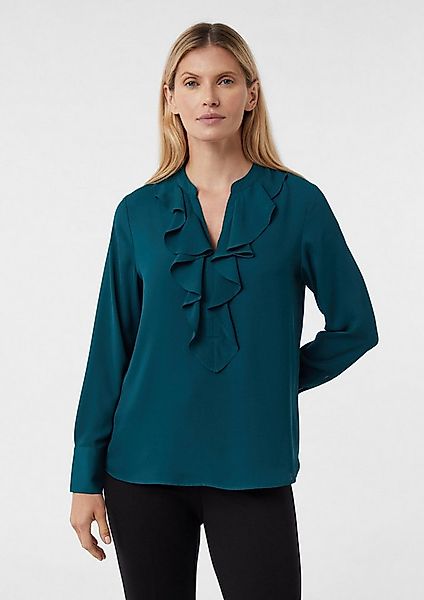 comma Langarmbluse Bluse Chiffonbluse mit Volant-Ausschnitt günstig online kaufen