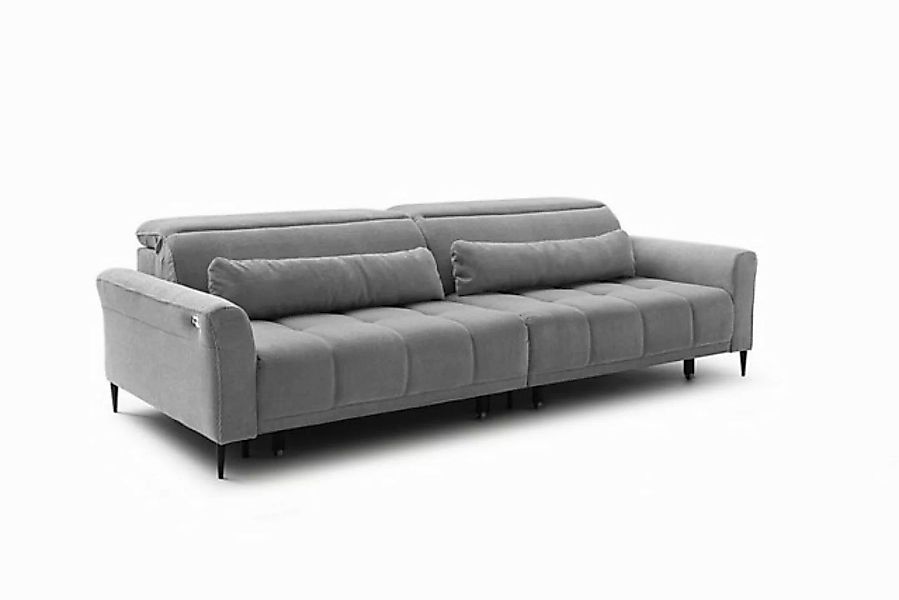 Iwaniccy Big-Sofa elektr. Sitzverstellung, 2 Kissen, graublau - 280x108x118 günstig online kaufen