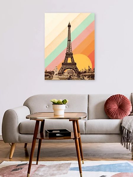 Poster / Leinwandbild - Eiffelturm Vor Regenbogen günstig online kaufen