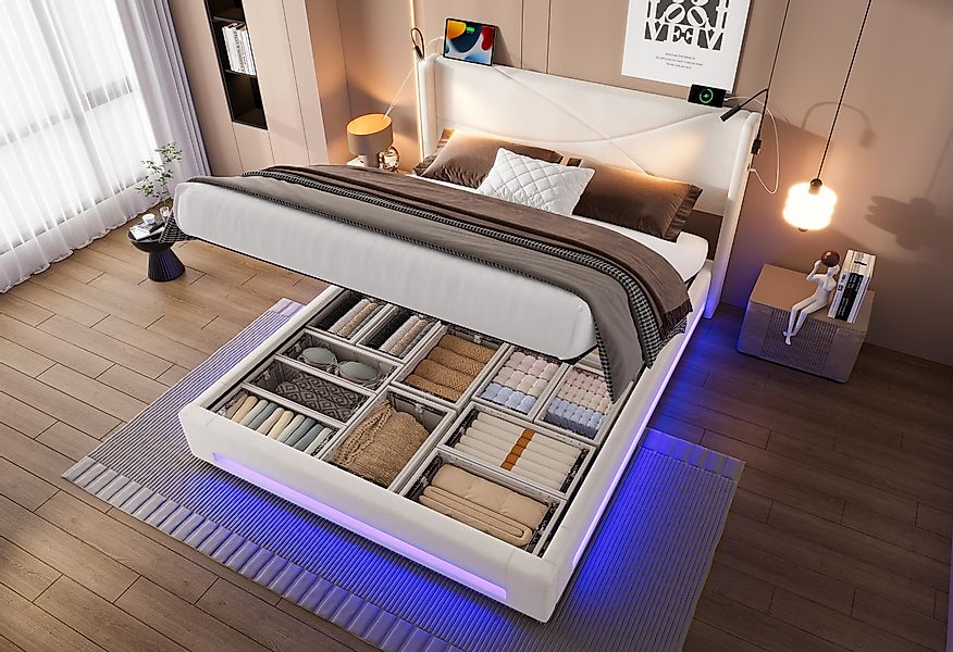 LVHOM Boxbett 140x200/160x200cm, Bettgestell mit integrierter günstig online kaufen