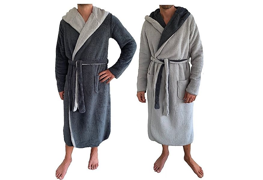 HOMELEVEL Unisex-Bademantel Sherpa Wende Bademantel Herren - Mit Kapuze - W günstig online kaufen