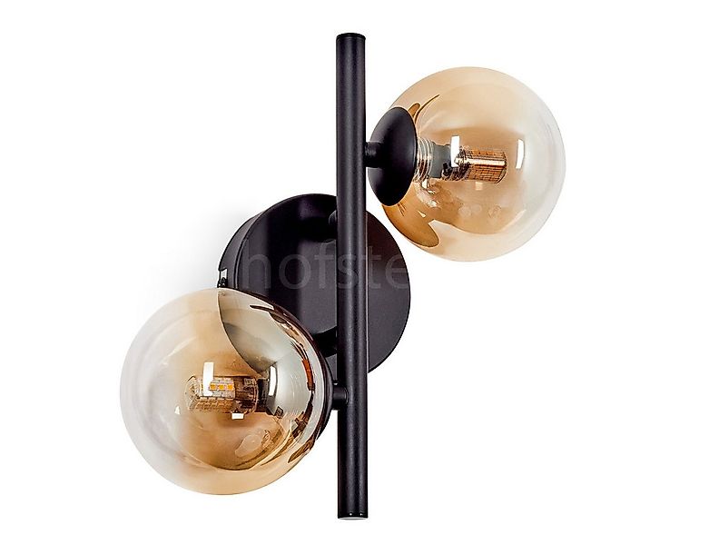 hofstein Wandleuchte Wandlampe aus Metall/Glas in Schwarz/Bernstein/Klar, o günstig online kaufen