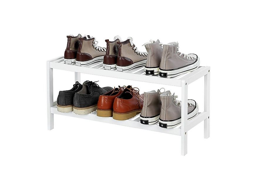 SONGMICS Schuhregal, Schuhregal Bambus Schuhablage mit 2 Ebenen günstig online kaufen
