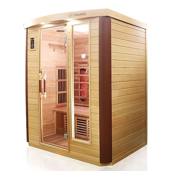 Dewello Infrarotkabine Sauna Toronto 160cm x 110cm 3 Person Vollspektrum & günstig online kaufen