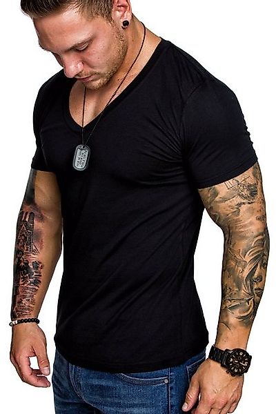 Amaci&Sons T-Shirt EUGENE Basic T-Shirt mit V-Ausschnitt Herren Einfarbig V günstig online kaufen