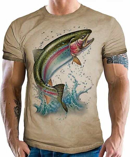 LOBO NEGRO® T-Shirt für Angler und Fischer im angesagten used Look: Forelle günstig online kaufen