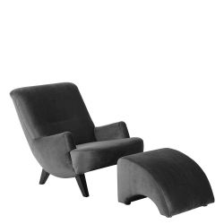 Sessel wahlweise mit Hocker in Anthrazit und Schwarz Samtvelours günstig online kaufen