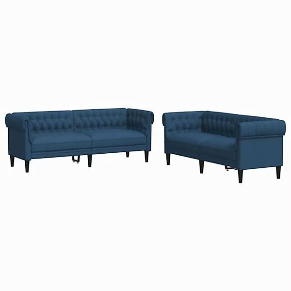 vidaXL Sofa 2-tlg. Sofagarnitur Blau Stoff günstig online kaufen