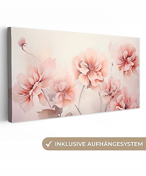 OneMillionCanvasses® Leinwandbild Panorama Blumen - Rosa günstig online kaufen