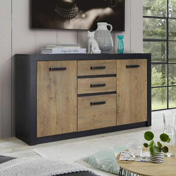 Lomadox Wohnzimmer Sideboard modern BAKU-61 in Fresco anthrazit mit Kastani günstig online kaufen