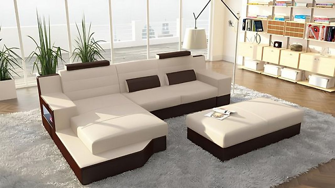 Xlmoebel Sofa Ecksofa mit Lederoptik und Stoffbezug in L-Form, Wohnlandscha günstig online kaufen