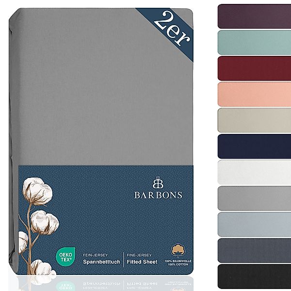 BARBONS Spannbettlaken Jersey 2er Bettlaken, 145 günstig online kaufen