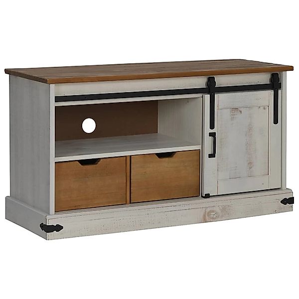 vidaXL TV-Schrank HALDEN mit Schiebetür Weiß 110x40x60 cm Massivholz 401841 günstig online kaufen