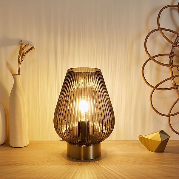 Pauleen Tischleuchte Crystal Gloom, ohne Leuchtmittel, E14, Rauchglas, Mess günstig online kaufen