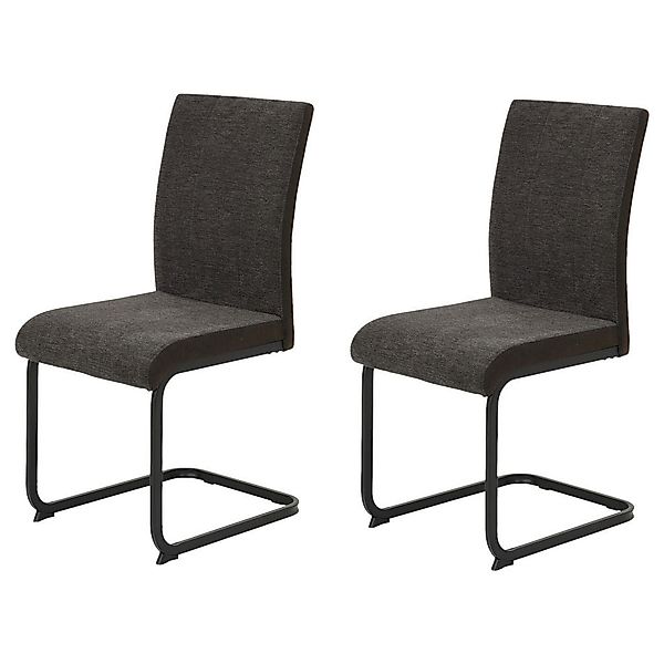 Stuhl 2er Set LINN grau schwarz Webstoff Metall B/H/T: ca. 43x92x52 cm günstig online kaufen