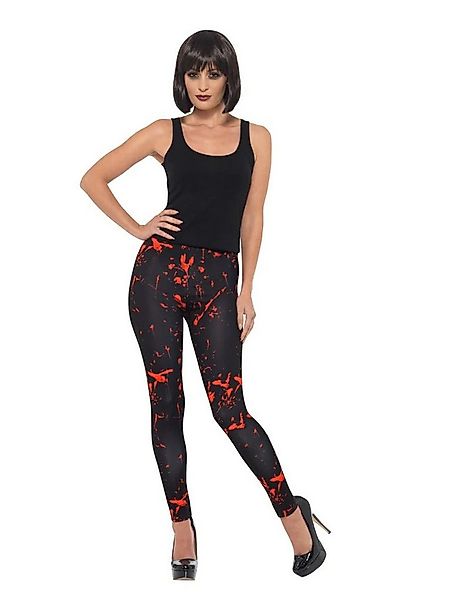 Smiffys Kostüm Horror-Leggings, Schwarz & Rot, mit Blutspritzern Einheitsgr günstig online kaufen