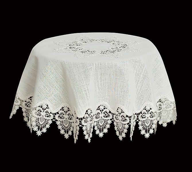 Brilliant Tischdecke Spitzeneinsatz / Mitteldecke / 85x85cm Rund / N-21172, günstig online kaufen