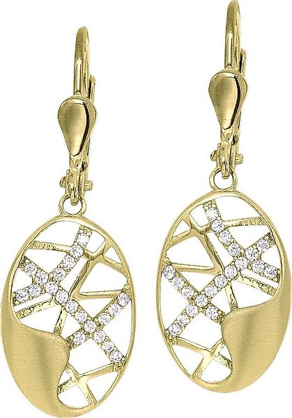 GoldDream Paar Ohrhänger GoldDream 333 Gold weiß Ellipse Zirkonia (Ohrhänge günstig online kaufen