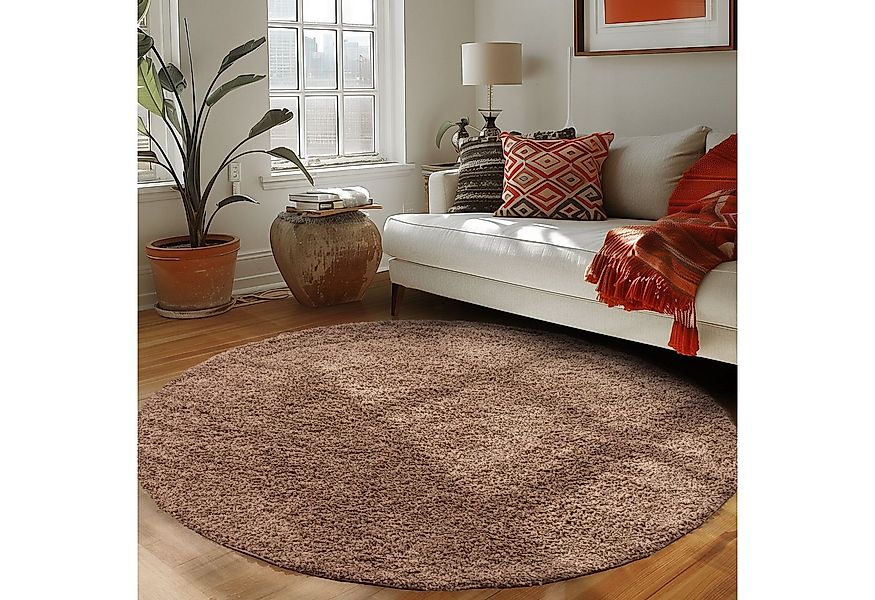 Carpettex Hochflor-Teppich Unicolor - Einfarbig, Rund, Höhe: 30 mm, Einfarb günstig online kaufen