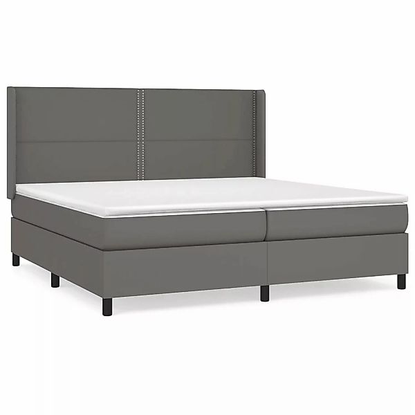 Vidaxl Boxspringbett Mit Matratze Grau 200x200 Cm Kunstleder günstig online kaufen