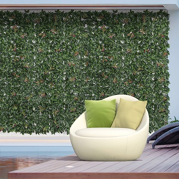 Outsunny Pflanzenwand künstlich 12 Stück 50 x 50 cm Sichtschutz Rhododendro günstig online kaufen