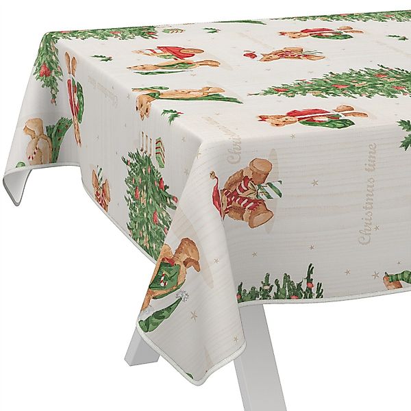 ANRO Tischdecke Wachstuch abwaschbar Teddybär Weihnachten günstig online kaufen
