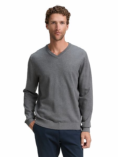 TOM TAILOR V-Ausschnitt-Pullover, mit kleiner Logo-Stickerei günstig online kaufen