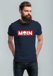 Neverless Print-Shirt Herren T-Shirt Schriftzug Moin günstig online kaufen