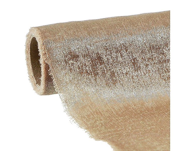 Viana Tischläufer Tischband Gold Beige Vintage ausgefranst - Tischdeko Weih günstig online kaufen
