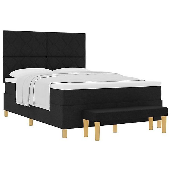 vidaXL Bett Boxspringbett mit Matratze & Bank Schwarz 140x200 cm Stoff (2-t günstig online kaufen