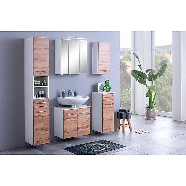 Held Möbel 2-tlg. Unterbecken-Set Molina 60 cm Wotaneiche-Weiß günstig online kaufen