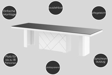 designimpex Esstisch HEK-111 Marmoroptik Weiß Hochglanz günstig online kaufen