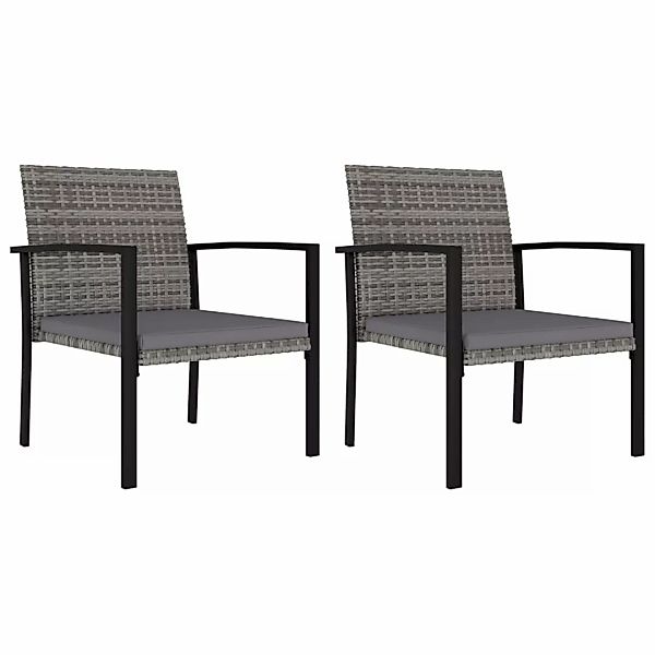 Garten-essstühle 2 Stk. Poly Rattan Grau günstig online kaufen