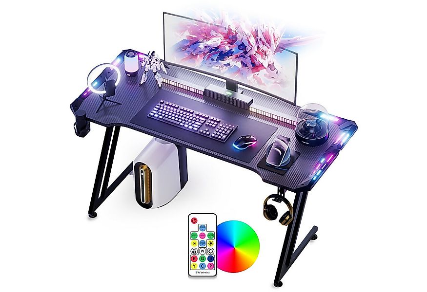 FIVMEN Computertisch Gaming Tisch Schreibtisch Kopfhörerhaken und Getränkeh günstig online kaufen