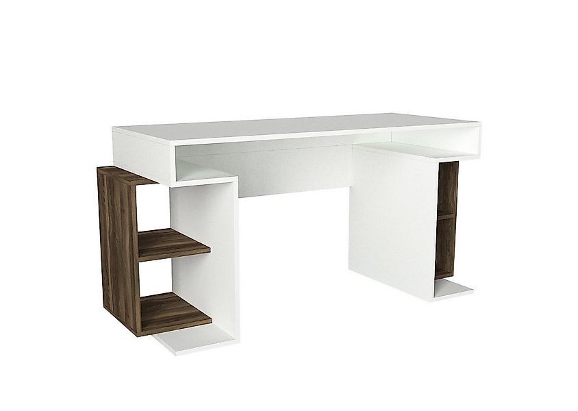 moebel17 Schreibtisch Schreibtisch Monument Weiß Walnuss günstig online kaufen