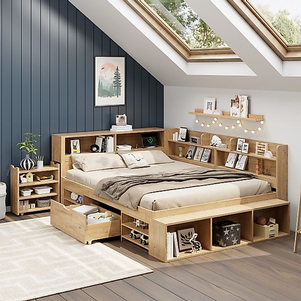 Flieks Massivholzbett, Kinderbett 140x200 mit Ladefunktion günstig online kaufen