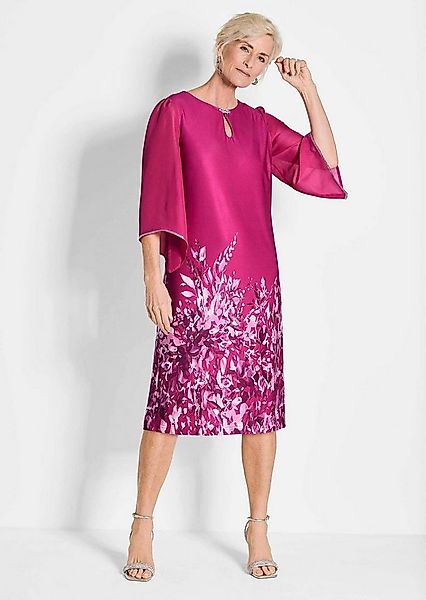 GOLDNER Sommerkleid Kurzgröße: Pinkes edles Chiffon-Kleid mit 3/4-Arm Figur günstig online kaufen