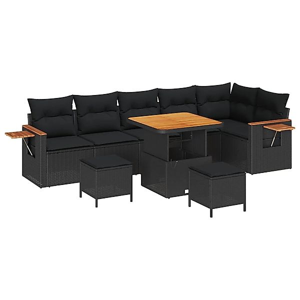 vidaXL Gartensofa-Set mit Kissen 11 Stk Schwarz Poly-Rattan 3365139 günstig online kaufen