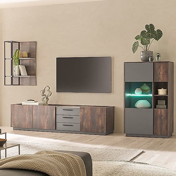 Lomadox Wohnwand LAFAYETE-61, (3-St), in Eiche günstig online kaufen